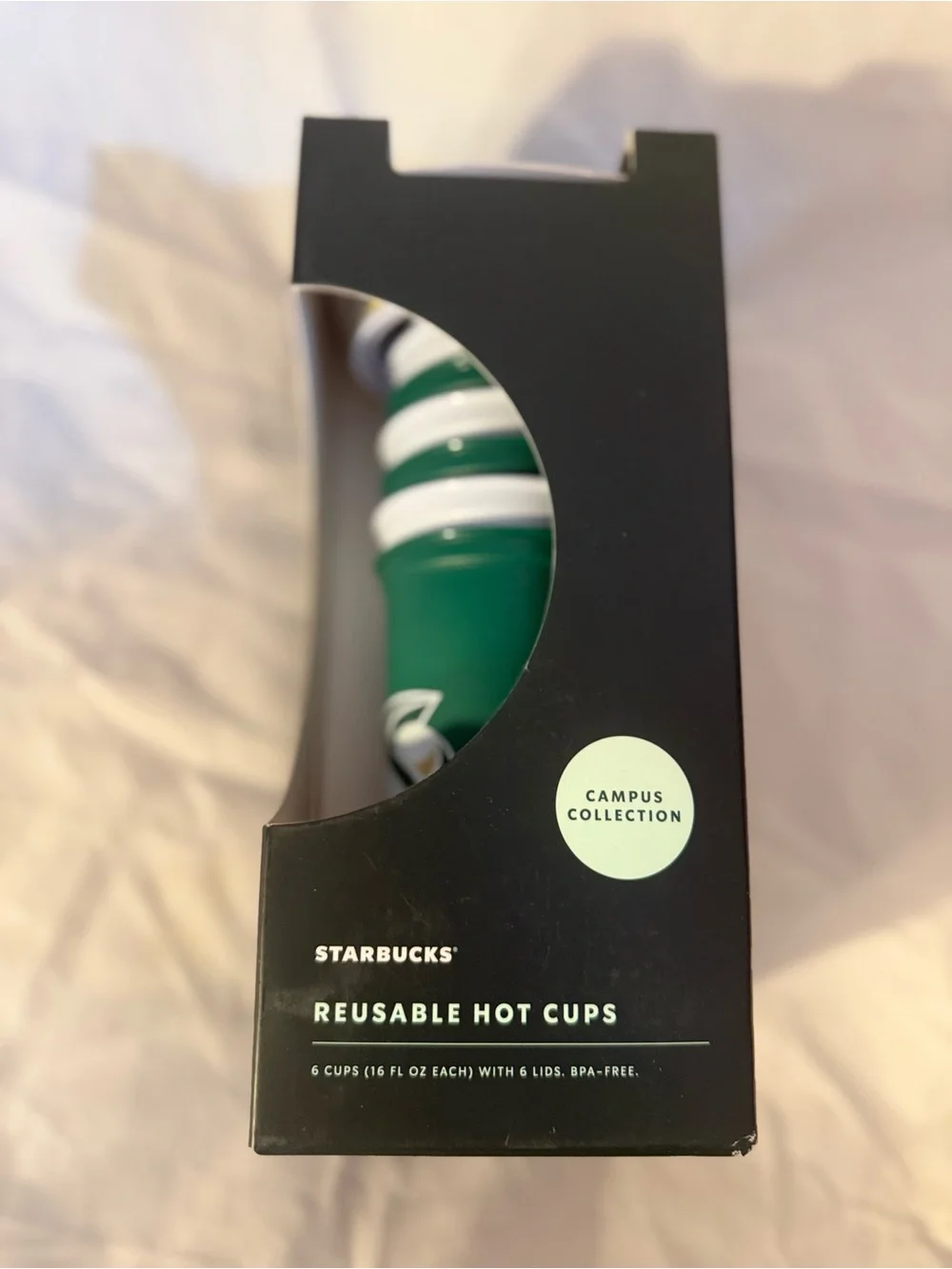 Starbucks Campus Collection Sacramento State  Grn/Wht Reusable Hot Cups - 6 Pack